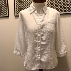 Edward White Linen Top Medium 3/4 Sleeves